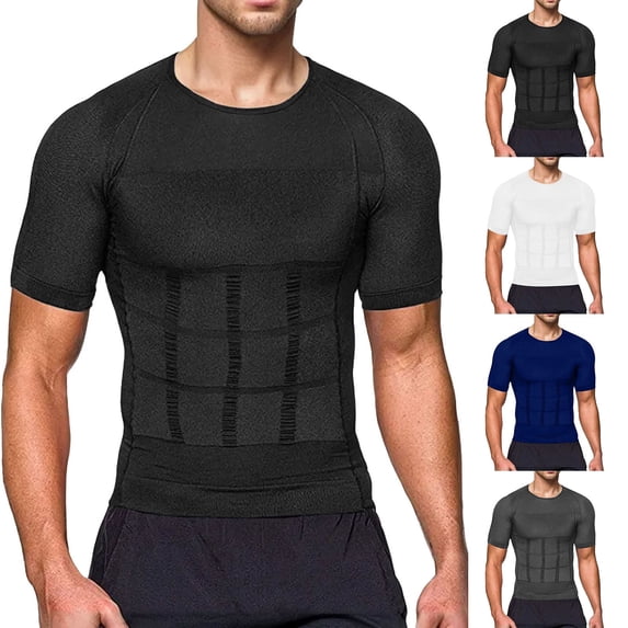 JIAHONG Mens Shapewear Compression Shirts Short Sleeve T-Shirt Athletic Compression Tops Workout Sports, Black