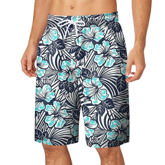 JIAHONG Mens Swim Trunks,Quick Dry Hawaiian Beach Shortswith Pockets Casual Sports Shorts for Vacation, Grey