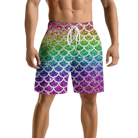 JIAHONG Mens Swim Trunks with Mesh Lining Fish Scale Printing,Quick Dry Swimsuit Board Shorts Beach Pants Swimwear Bathing Suits , Purple