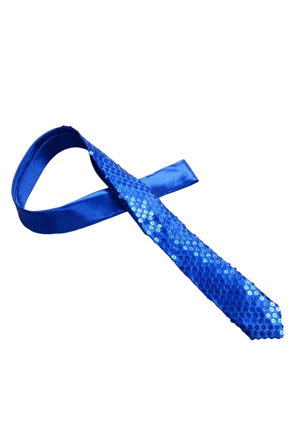 Sequin Ties for Men Women Sparkle Satin Neck Tie for Party Prom Holiday, Blue