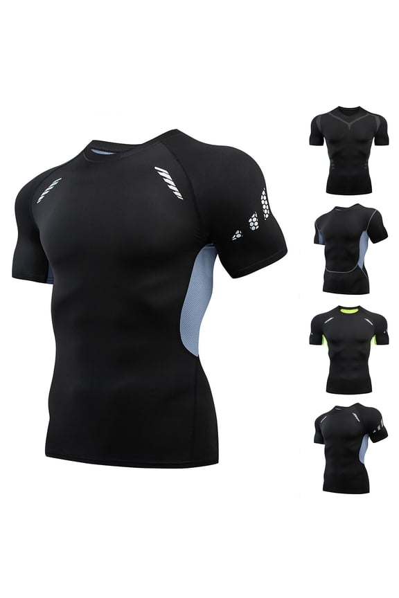 Shapewear for Men's, Compression Shirts Short Sleeve T-Shirt Athletic Compression Tops Workout Sports Base Layer Undershirt, Dark Gray