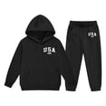 thumbnail image 1 of JIAHONG Toddler Girl Outfits Comfy Long Sleeve Hoodie Pullover Tops Sweatsuit Pants Fall Sets Kids 2 Piece Outfits, Black, 1 of 4