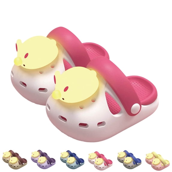 JIAHONG Toddler Kids Sandals Boys Girls for Glowing Rabbit Shoes Cartoon Slides on Lightweight Beach Pool Quick Dry, White