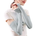 thumbnail image 1 of JIAHONG Women Summer Outdoor Solid Color Sun Block Soft Long Arm Sleeves Fingerless Gloves, Grey, 1 of 3