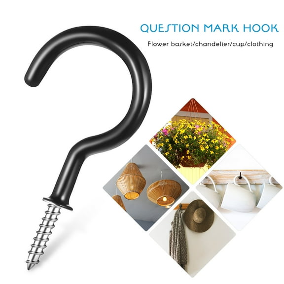 LongYTong 12 Pack 2.9 Inches Black Ceiling Hooks, Coated Screw-in Wall Hooks, Plant Hooks, Kitchen Hooks