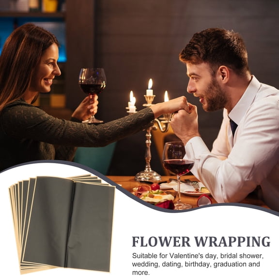 PartyKindom Waterproof Black Bouquet Paper, Elegant Design, Perfect for Special Occasions, 20Pcs
