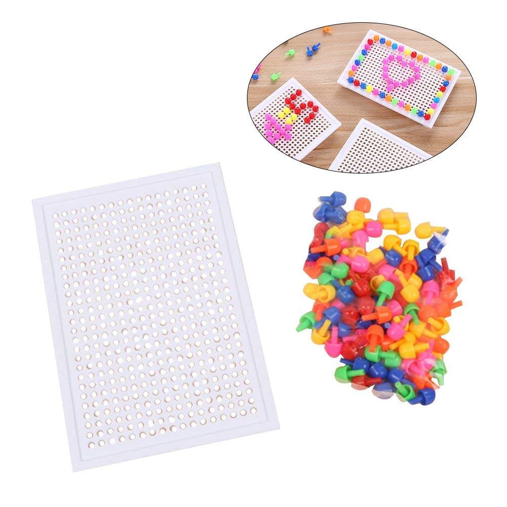 JIAHUI 93pcs Mushroom Nails Peg Puzzle Set for Kids Pegboard
