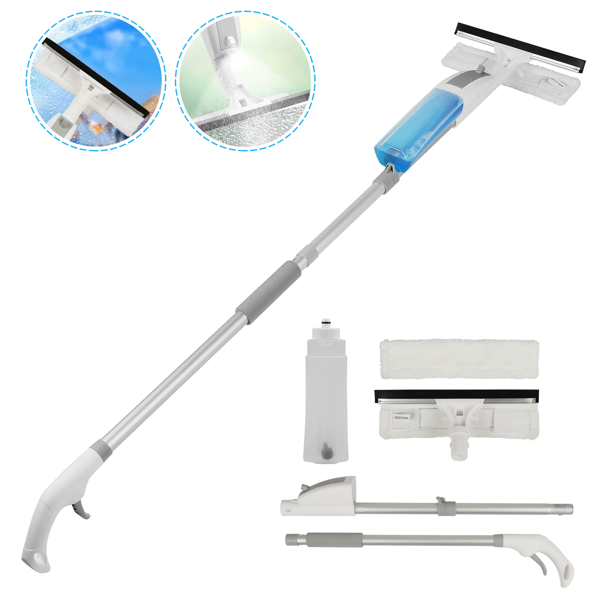 Docapole Cleaning Kit With 30 Foot Extension Pole 3 Dusting Attachments 1 Window Squeegee And 4005