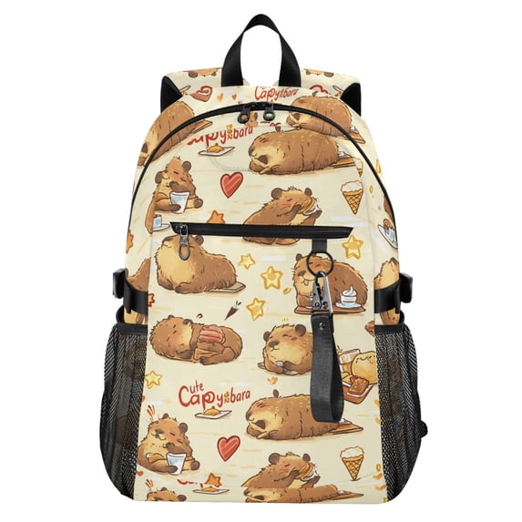 JIALIOU 14" Laptop Backpack Waterproof Airline Approved Stylish Casual Daypack for Travel Business College Work, Cute Capybaras Doing Various Activities