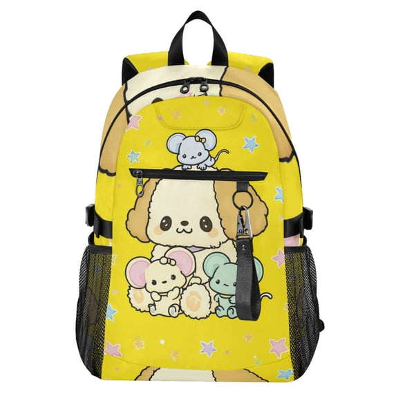 JIALIOU 14" Laptop Backpack Waterproof Airline Approved Stylish Casual Daypack for Travel Business College Work, Adorable Dog and Mouse