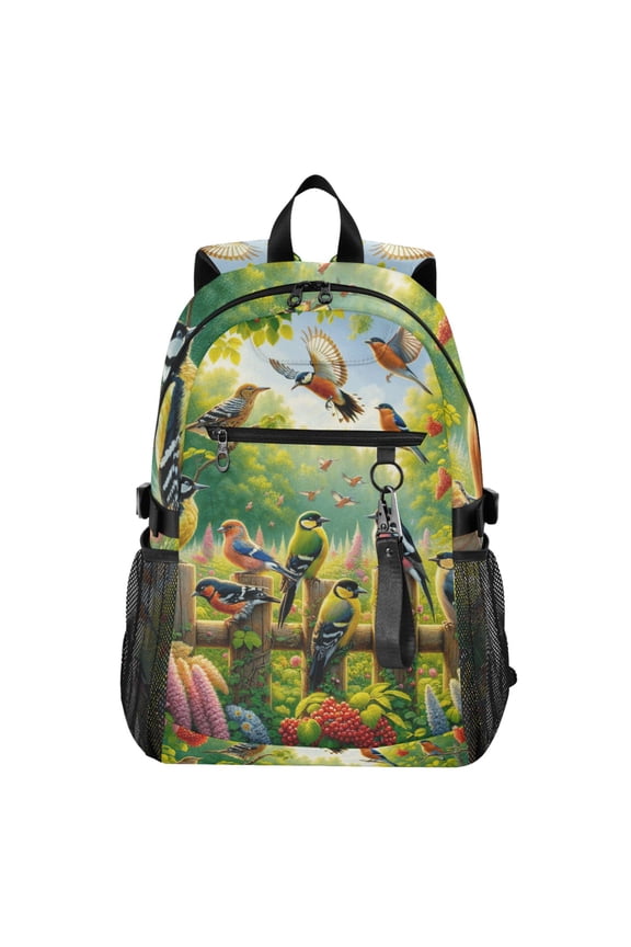 14" Laptop Backpack Waterproof Airline Approved Stylish Casual Daypack for Travel Business College Work, Birds Play in Forest