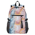 thumbnail image 1 of JIALIOU 14" Laptop Backpack Waterproof Airline Approved Stylish Casual Daypack for Travel Business College Work, Blue Pink Yellow Marble, 1 of 8