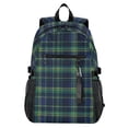 thumbnail image 1 of JIALIOU 14" Laptop Backpack Waterproof Airline Approved Stylish Casual Daypack for Travel Business College Work, Blue Yellow Plaid Pattern, 1 of 8