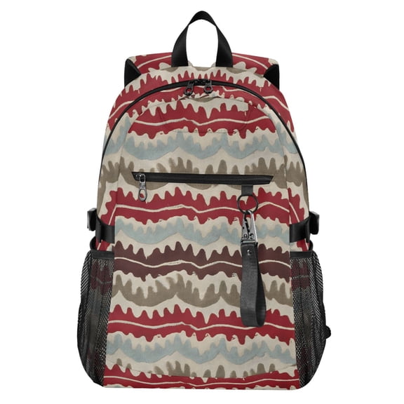 JIALIOU 14" Laptop Backpack Waterproof Airline Approved Stylish Casual Daypack for Travel Business College Work, Bohemian Tribal Wave Print