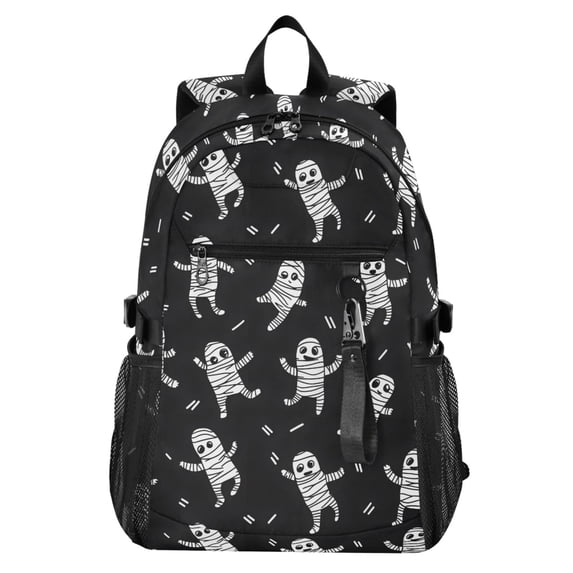 JIALIOU 14" Laptop Backpack Waterproof Airline Approved Stylish Casual Daypack for Travel Business College Work, Cartoon Mummy Dance