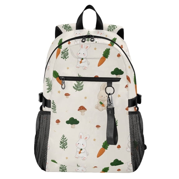 JIALIOU 14" Laptop Backpack Waterproof Airline Approved Stylish Casual Daypack for Travel Business College Work, Cartoon Rabbits Carrots Mushroom