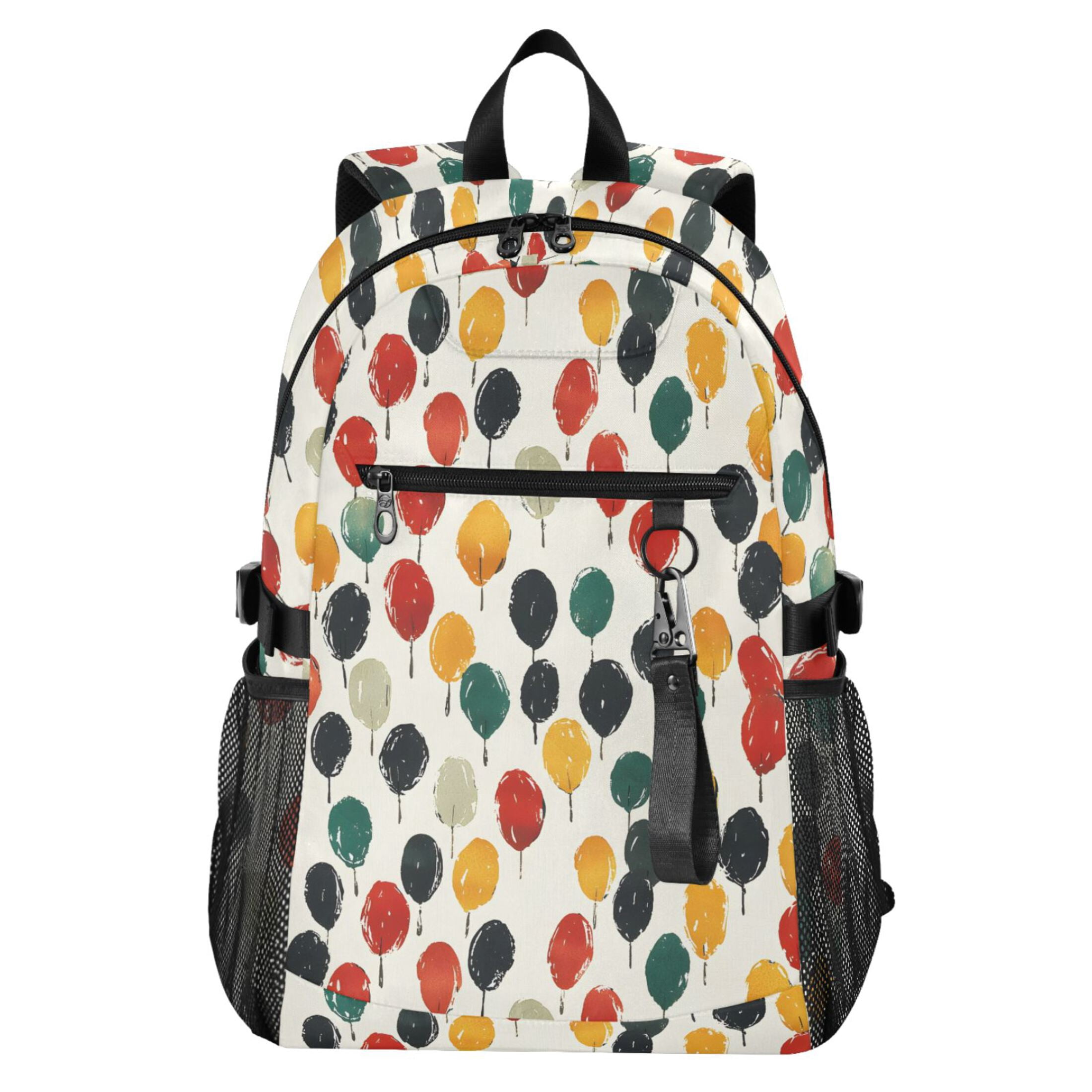 JIALIOU 14" Laptop Backpack Waterproof Airline Approved Stylish Casual Daypack for Travel Business College Work, Colorful Hand Drawn Balloon