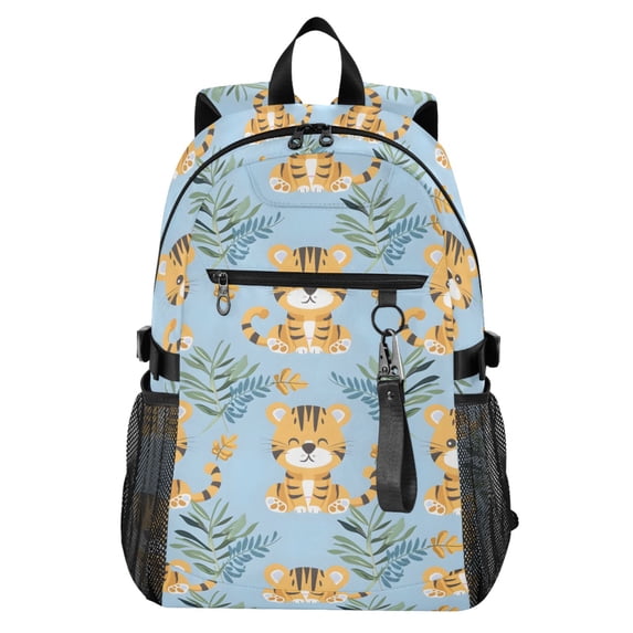 JIALIOU 14" Laptop Backpack Waterproof Airline Approved Stylish Casual Daypack for Travel Business College Work, Cute Baby Tigers and Leaf