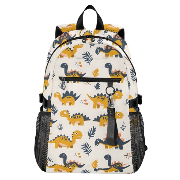 JIALIOU 14" Laptop Backpack Waterproof Airline Approved Stylish Casual Daypack for Travel Business College Work, Cute Dinosaurs and Leaf