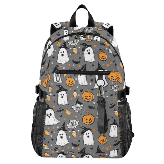 JIALIOU 14" Laptop Backpack Waterproof Airline Approved Stylish Casual Daypack for Travel Business College Work, Cute Ghost Pumpkin Star
