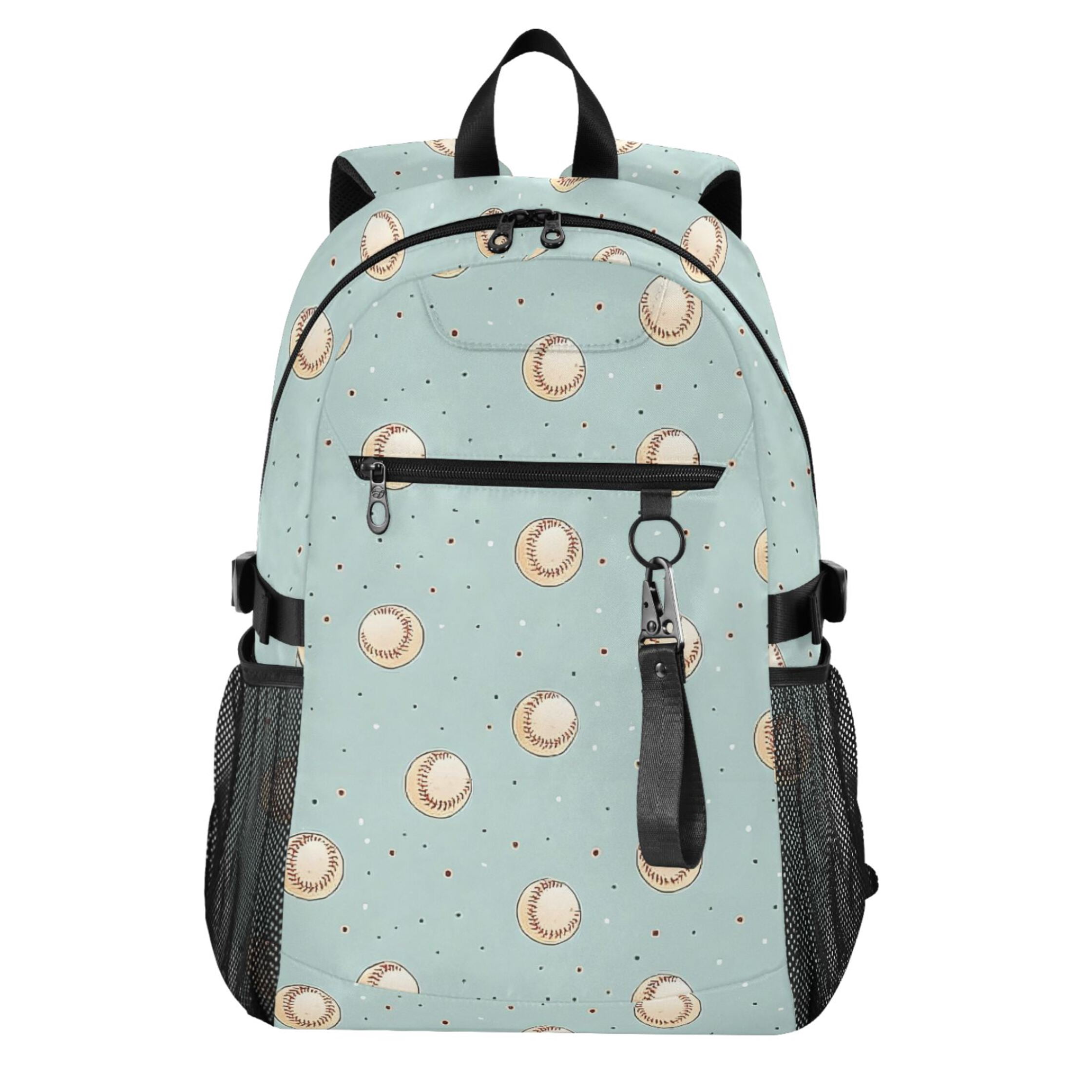 JIALIOU 14" Laptop Backpack Waterproof Airline Approved Stylish Casual Daypack for Travel Business College Work, Cute Little Baseballs