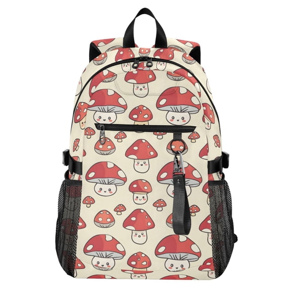JIALIOU 14" Laptop Backpack Waterproof Airline Approved Stylish Casual Daypack for Travel Business College Work, Cute Lovely Mushrooms