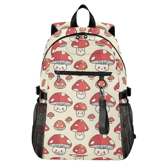 JIALIOU 14" Laptop Backpack Waterproof Airline Approved Stylish Casual Daypack for Travel Business College Work, Cute Lovely Mushrooms