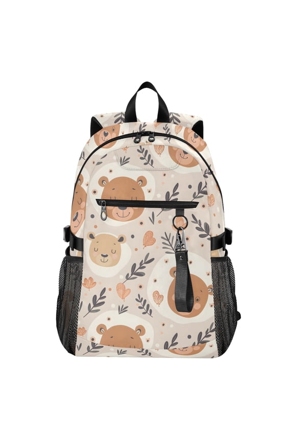 14" Laptop Backpack Waterproof Airline Approved Stylish Casual Daypack for Travel Business College Work, Cute Sleep Bear and Leaf