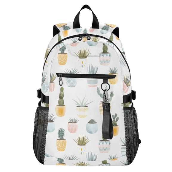 JIALIOU 14" Laptop Backpack Waterproof Airline Approved Stylish Casual Daypack for Travel Business College Work, Desert Plants in Pots