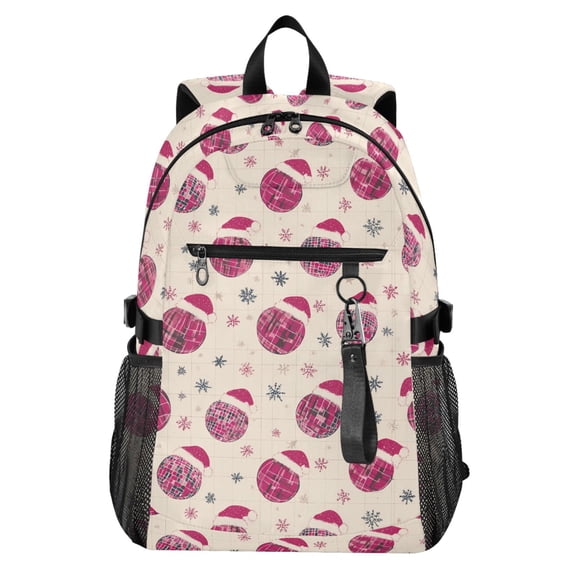 JIALIOU 14" Laptop Backpack Waterproof Airline Approved Stylish Casual Daypack for Travel Business College Work, Disco Balls Wear Santa Hats