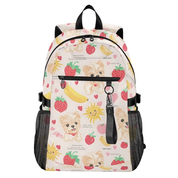 JIALIOU 14" Laptop Backpack Waterproof Airline Approved Stylish Casual Daypack for Travel Business College Work, Dog Banana Strawberry Sun