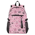thumbnail image 1 of JIALIOU 14" Laptop Backpack Waterproof Airline Approved Stylish Casual Daypack for Travel Business College Work, Doodle Love Hearts Crowns, 1 of 8