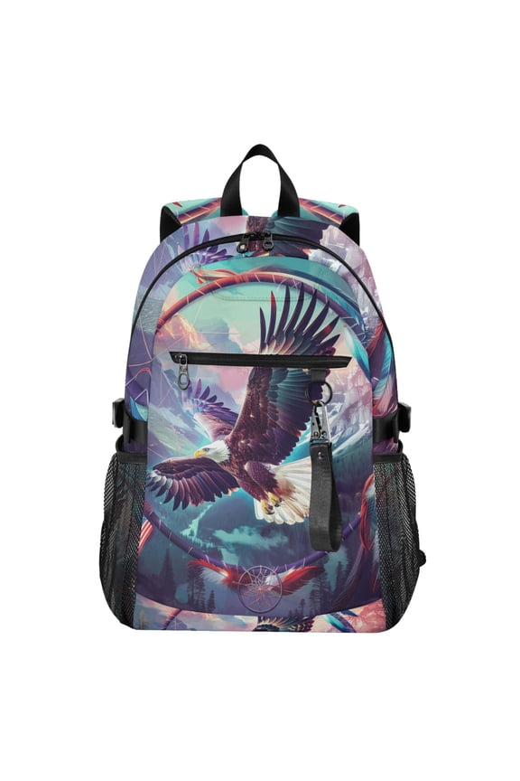 14" Laptop Backpack Waterproof Airline Approved Stylish Casual Daypack for Travel Business College Work, Eagle Mountains Tree Circle