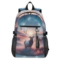 thumbnail image 1 of JIALIOU 14" Laptop Backpack Waterproof Airline Approved Stylish Casual Daypack for Travel Business College Work, Elk under Night Sky, 1 of 8