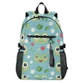thumbnail image 1 of JIALIOU 14" Laptop Backpack Waterproof Airline Approved Stylish Casual Daypack for Travel Business College Work, Frog Face Leaf Strawberry Flower, 1 of 8