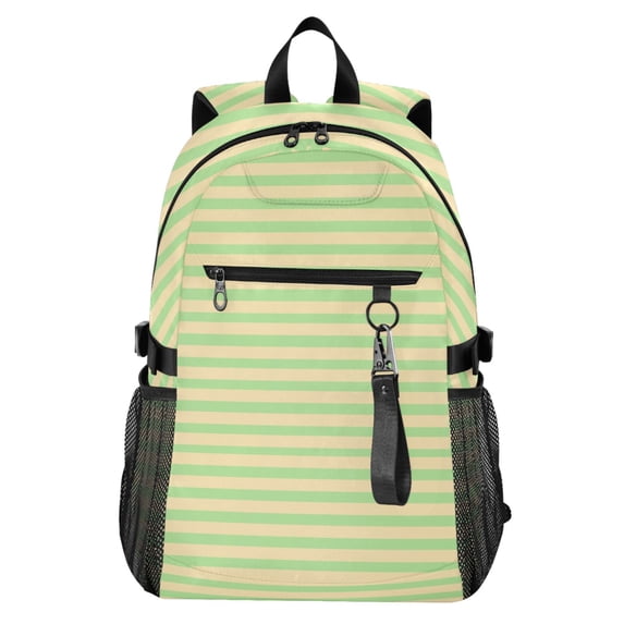 JIALIOU 14" Laptop Backpack Waterproof Airline Approved Stylish Casual Daypack for Travel Business College Work, Green Yellow Stripe