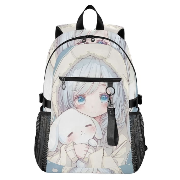JIALIOU 14" Laptop Backpack Waterproof Airline Approved Stylish Casual Daypack for Travel Business College Work, Lovely Girl Holding Dog