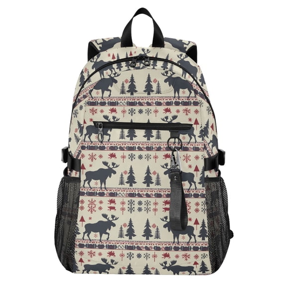JIALIOU 14" Laptop Backpack Waterproof Airline Approved Stylish Casual Daypack for Travel Business College Work, Moose Tree Silhouette