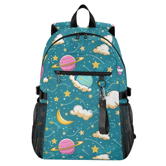 JIALIOU 14" Laptop Backpack Waterproof Airline Approved Stylish Casual Daypack for Travel Business College Work, Planet Star Cloud
