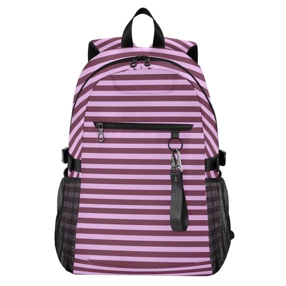 JIALIOU 14" Laptop Backpack Waterproof Airline Approved Stylish Casual Daypack for Travel Business College Work, Purple Pink Stripe