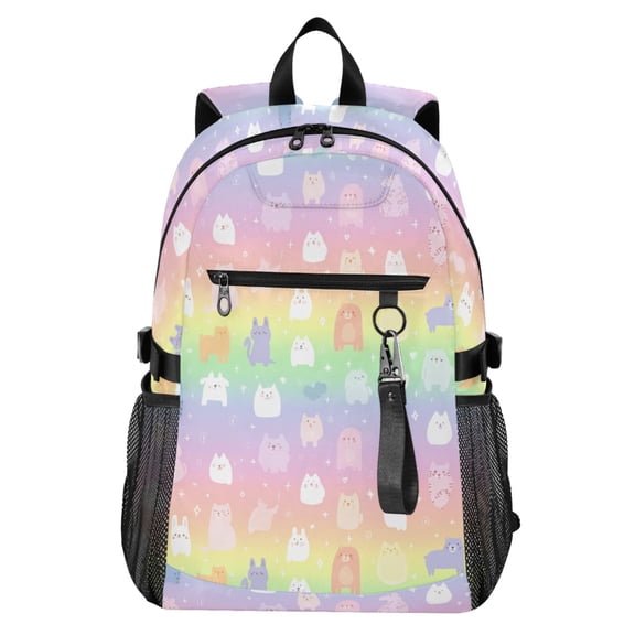 JIALIOU 14" Laptop Backpack Waterproof Airline Approved Stylish Casual Daypack for Travel Business College Work, Rabbits Cats Tigers Dogs