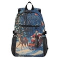 thumbnail image 1 of JIALIOU 14" Laptop Backpack Waterproof Airline Approved Stylish Casual Daypack for Travel Business College Work, Reindeer Pull Christmas Sleigh, 1 of 8
