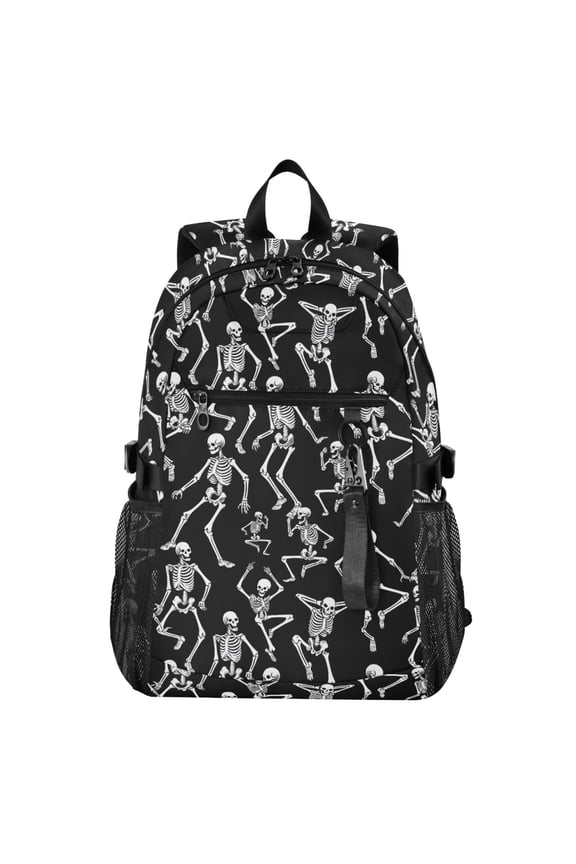 14" Laptop Backpack Waterproof Airline Approved Stylish Casual Daypack for Travel Business College Work, Skeletons Dancing