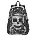thumbnail image 1 of JIALIOU 14" Laptop Backpack Waterproof Airline Approved Stylish Casual Daypack for Travel Business College Work, Skull Pixel Art, 1 of 8