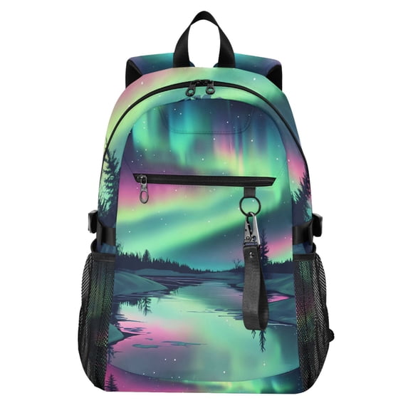 JIALIOU 14" Laptop Backpack Waterproof Airline Approved Stylish Casual Daypack for Travel Business College Work, Snow Aurora