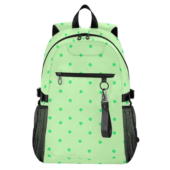 JIALIOU 14" Laptop Backpack Waterproof Airline Approved Stylish Casual Daypack for Travel Business College Work, Soft Green Polka Dot