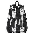 thumbnail image 1 of JIALIOU 14" Laptop Backpack Waterproof Airline Approved Stylish Casual Daypack for Travel Business College Work, White Black Cat, 1 of 8