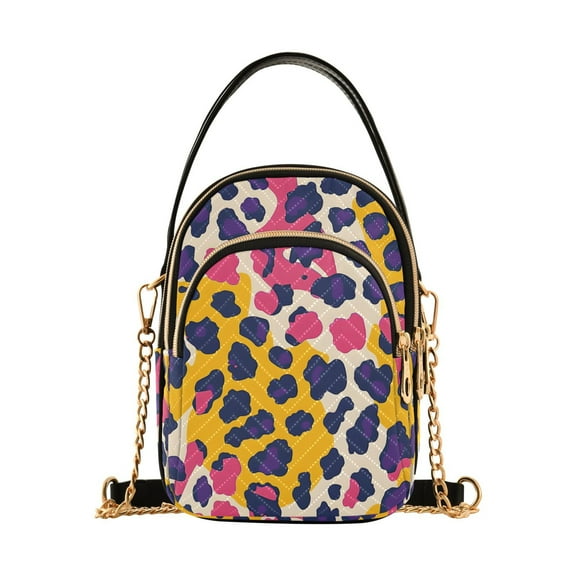 JIALIOU Crossbody Bags for Women Hobo Shoulder Handbags Quilted Purses with Chain Strap Pink Yellow Leopard