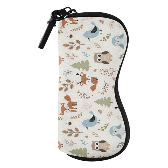 JIALIOU Glasses Case Soft Portable Zipper Sunglasses Pouch, Cute Owl Fox Tree