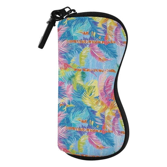 JIALIOU Glasses Case Soft Portable Zipper Sunglasses Pouch, Vibrant Palm Trees